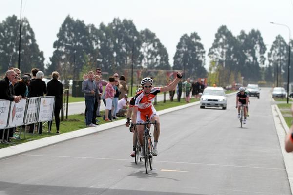 Sam Horgan (Benchmark Homes) out sprinted Joe Chapman (L & M Group Racing) in a tight finish to win the overall Benchmark Homes Elite Cycling series elite men's title today near Christchurch  